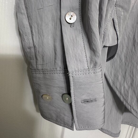 Madewell Crinkled Button-Up Shirt Grey - Size XS - Picture 5 of 6